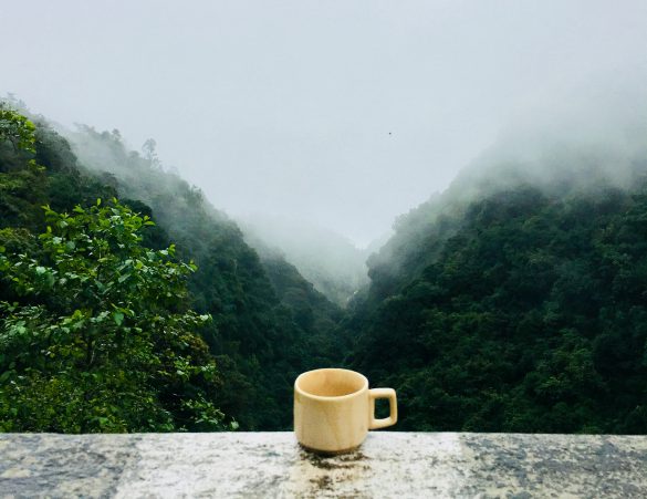 coffee cup on edge