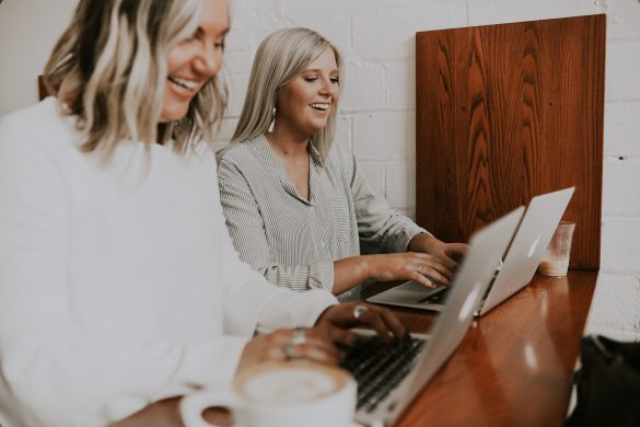 blonde women working