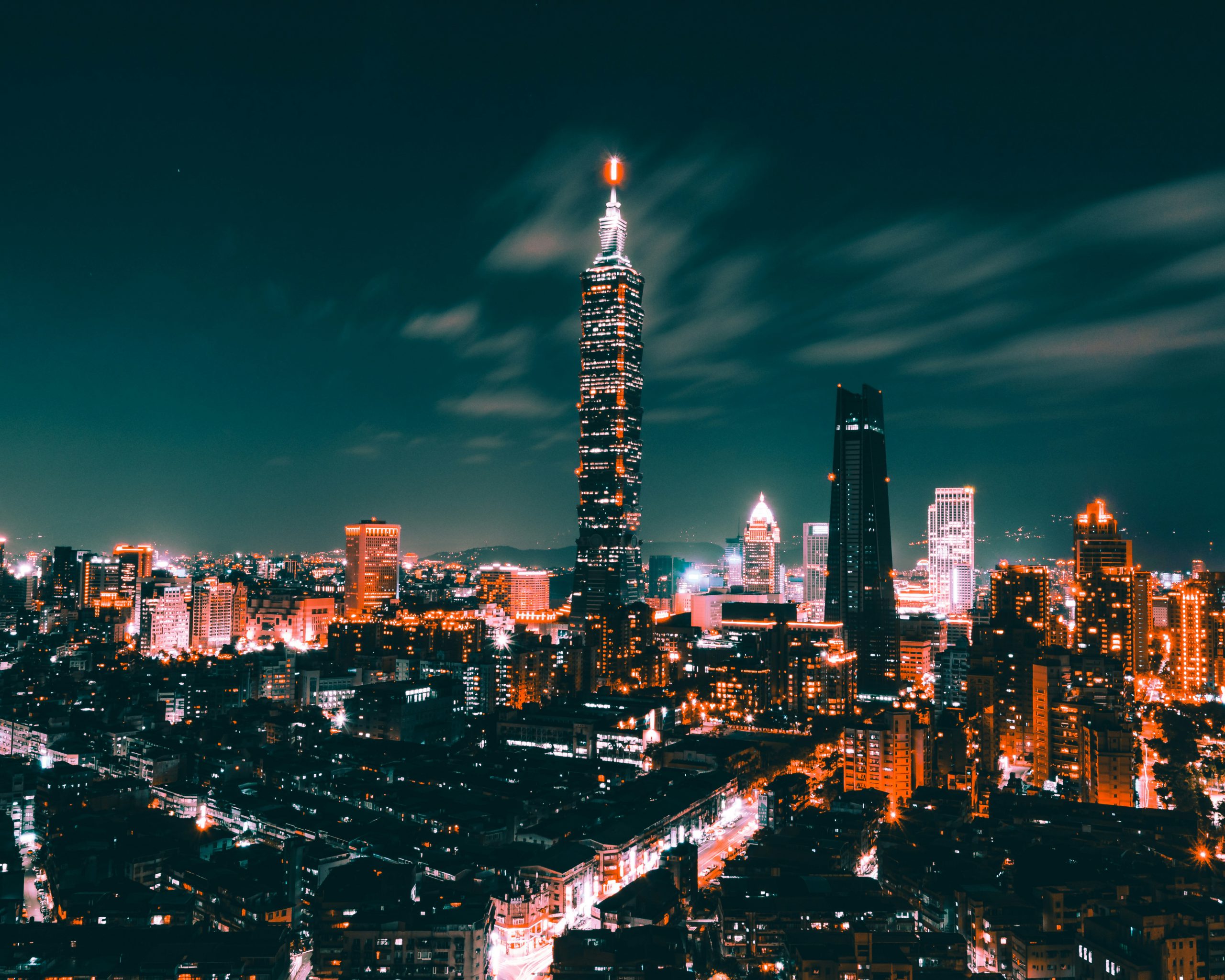 City in Taiwan at night