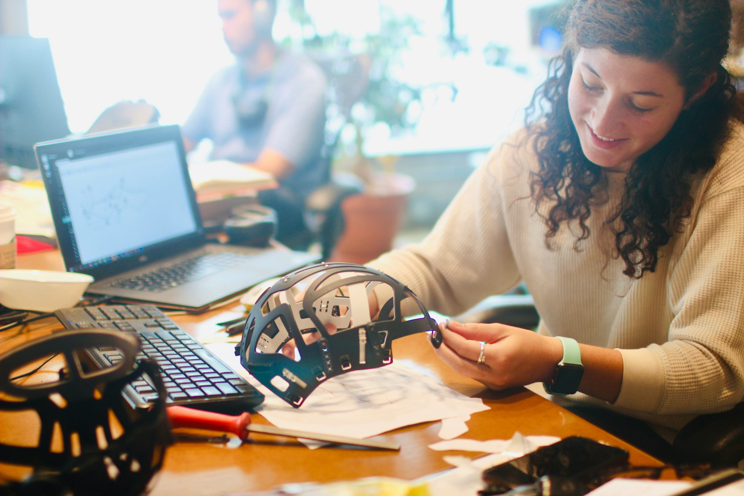 Woman works on prototype